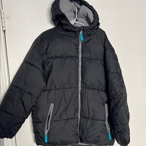 Old Navy Kids Black Puffer Jacket with Teal Details
